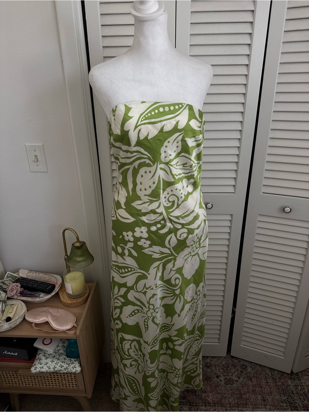 Paper Heart Green & White Strapless Floral Maxi Dress